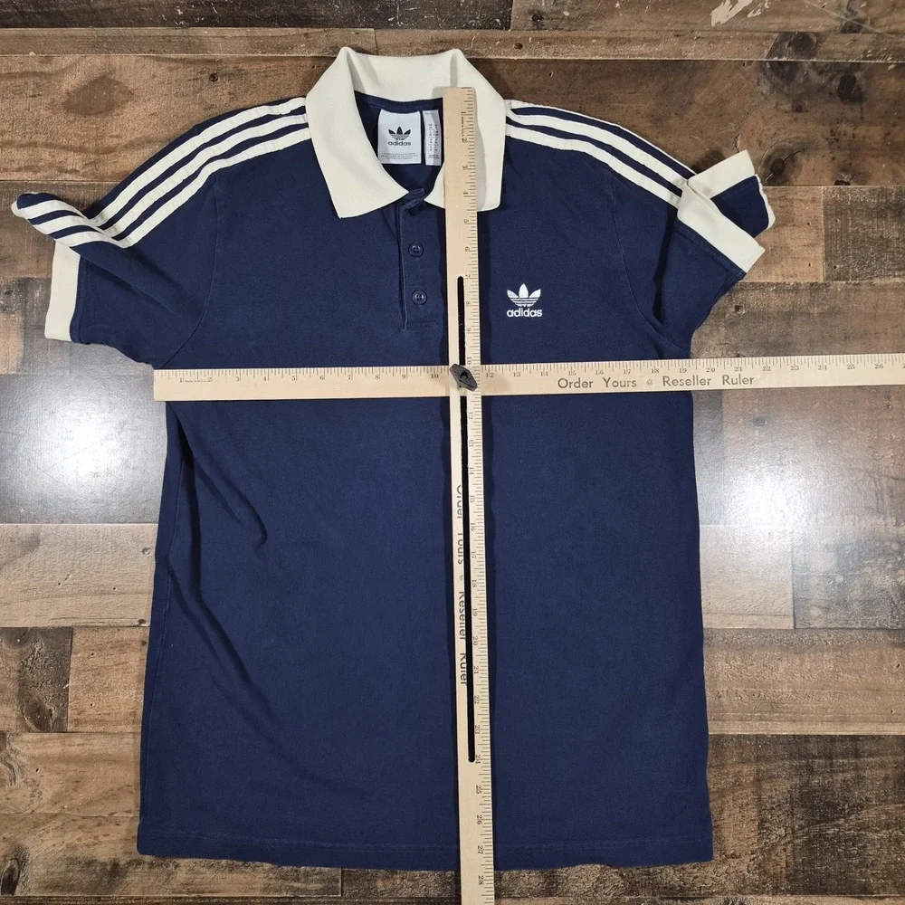 Adidas Originals Adicolor Classics Waffle Polo Shirt Mens Large Blue 3 Stripe